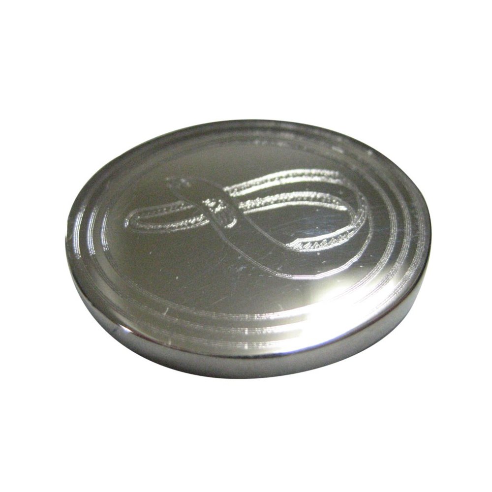Silver Toned Oval Etched Eel Fish Magnet
